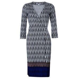 Diane Von Furstenberg Black and Blue Geometric Dress